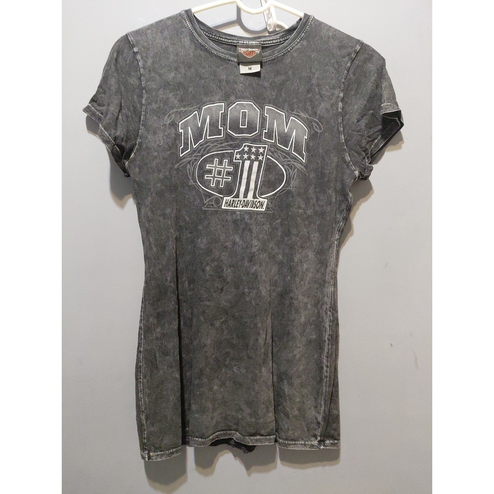 Harley Davidson Gray Tshirt #1 Mom Biker  Women's Size Med Motorcycle